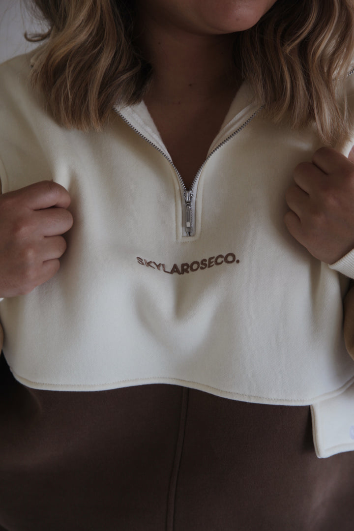 Adults Oversized Retro Pullover - Cocoa Latte