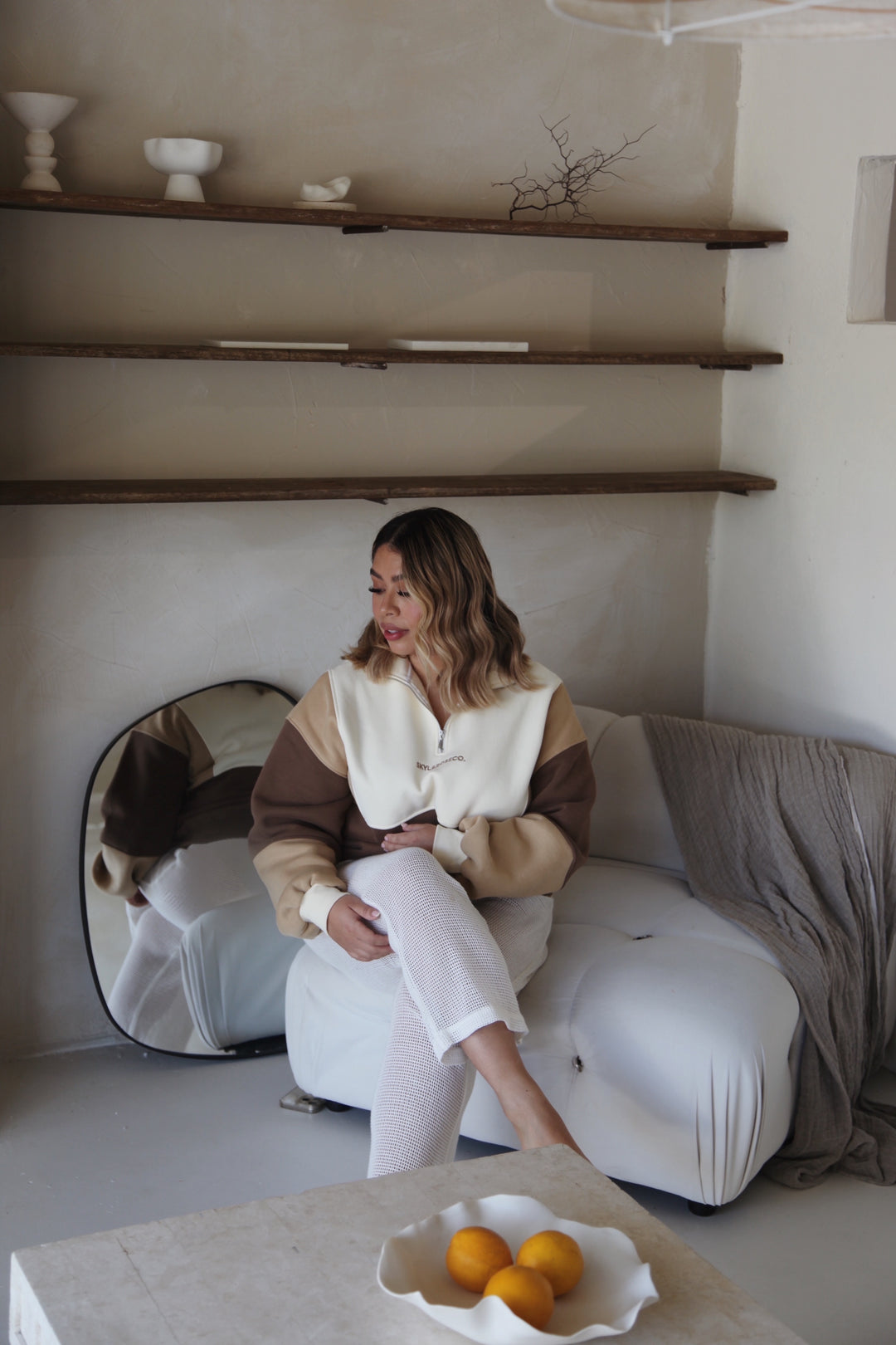 Adults Oversized Retro Pullover - Cocoa Latte