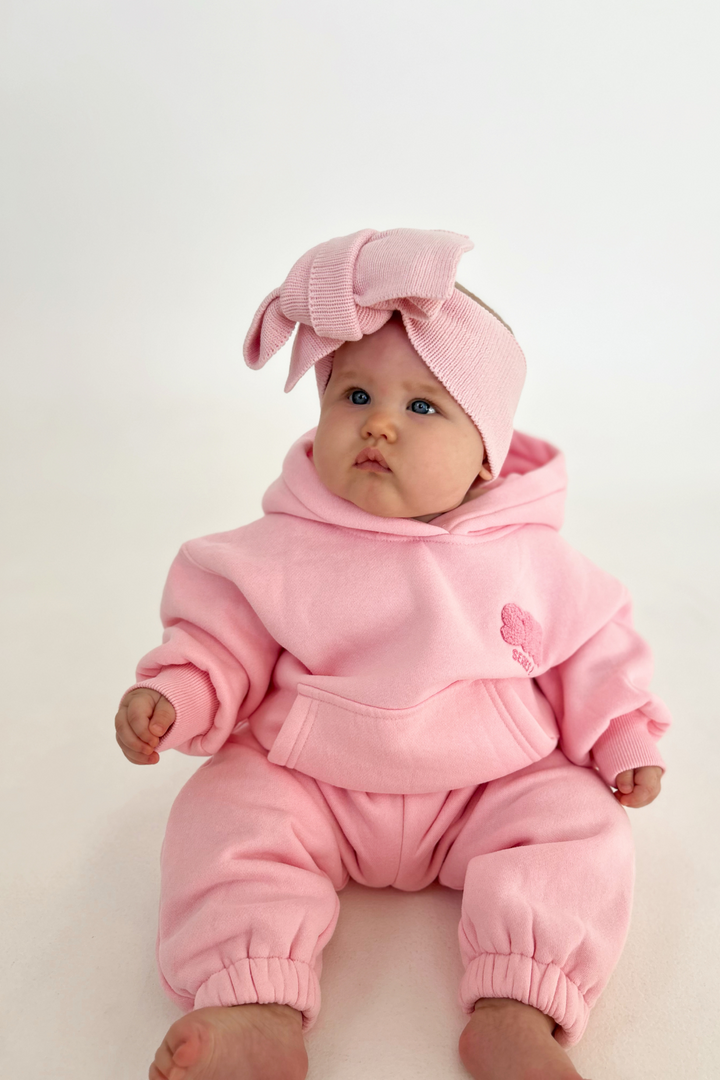 Knitted Oversized Bow - Baby Pink