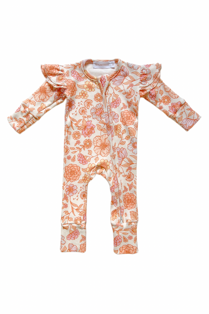 Frilly Sleeve Zip Onesie - Meadow