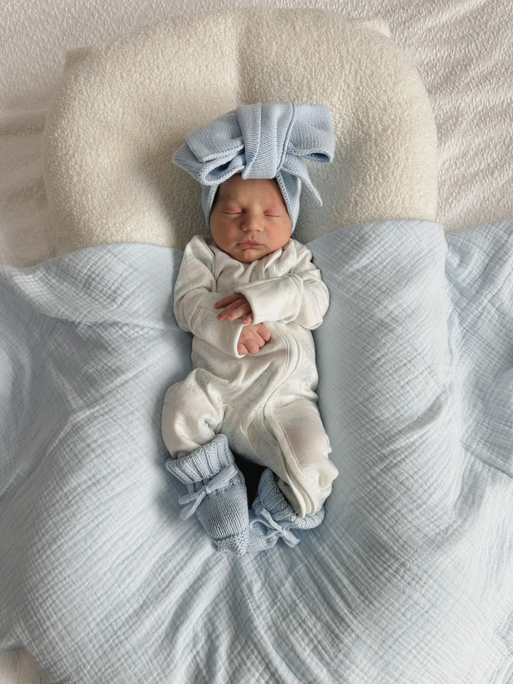 Organic Crinkle Muslin Blanket - Baby Blue