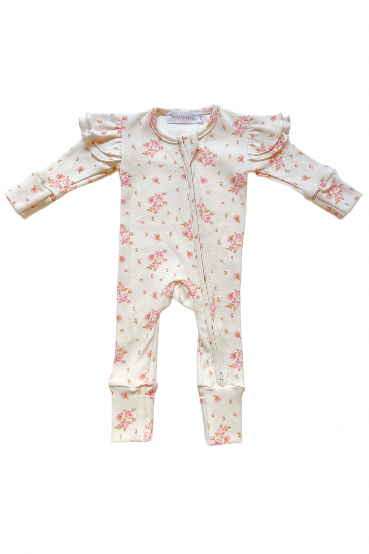 Frilly Sleeve Zip Onesie - Skyla