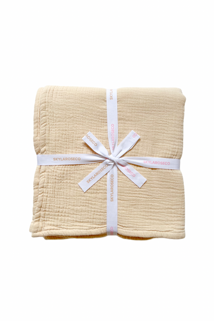 Organic Crinkle Muslin Blanket - Oat