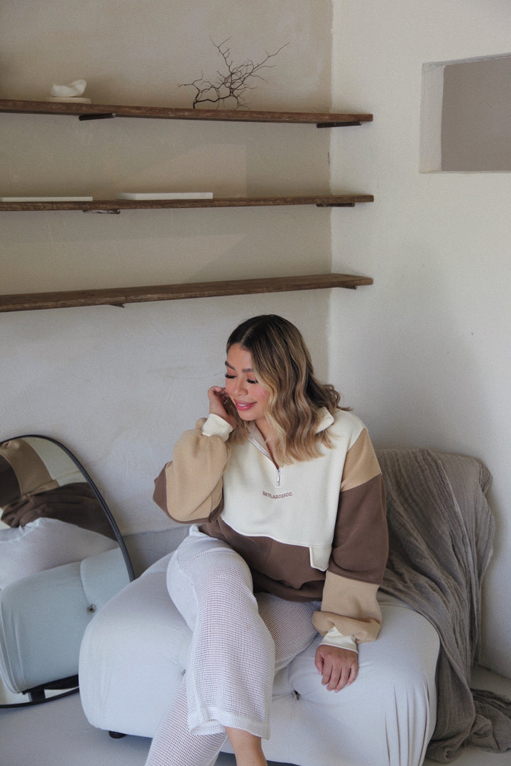 Adults Oversized Retro Pullover - Cocoa Latte