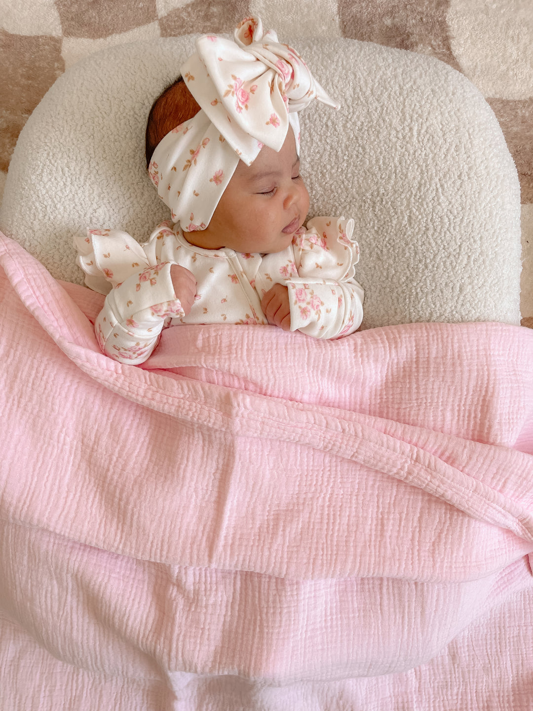 Organic Crinkle Muslin Blanket - Baby Pink