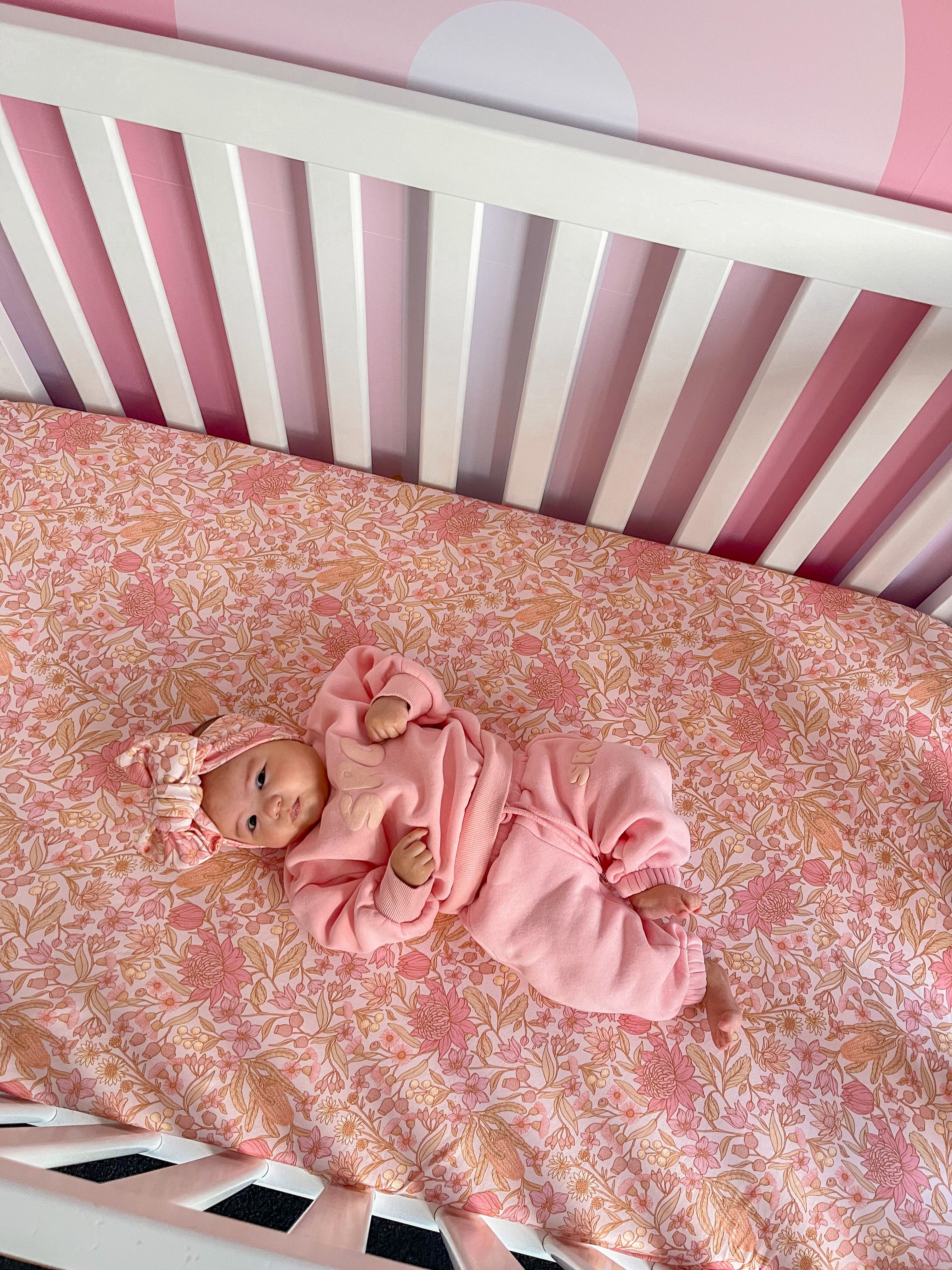 Pink cot sheets sale