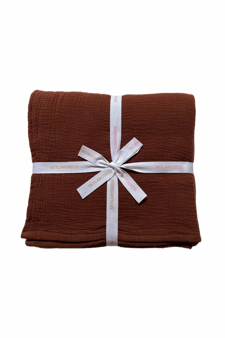 Organic Crinkle Muslin Blanket - Coffee