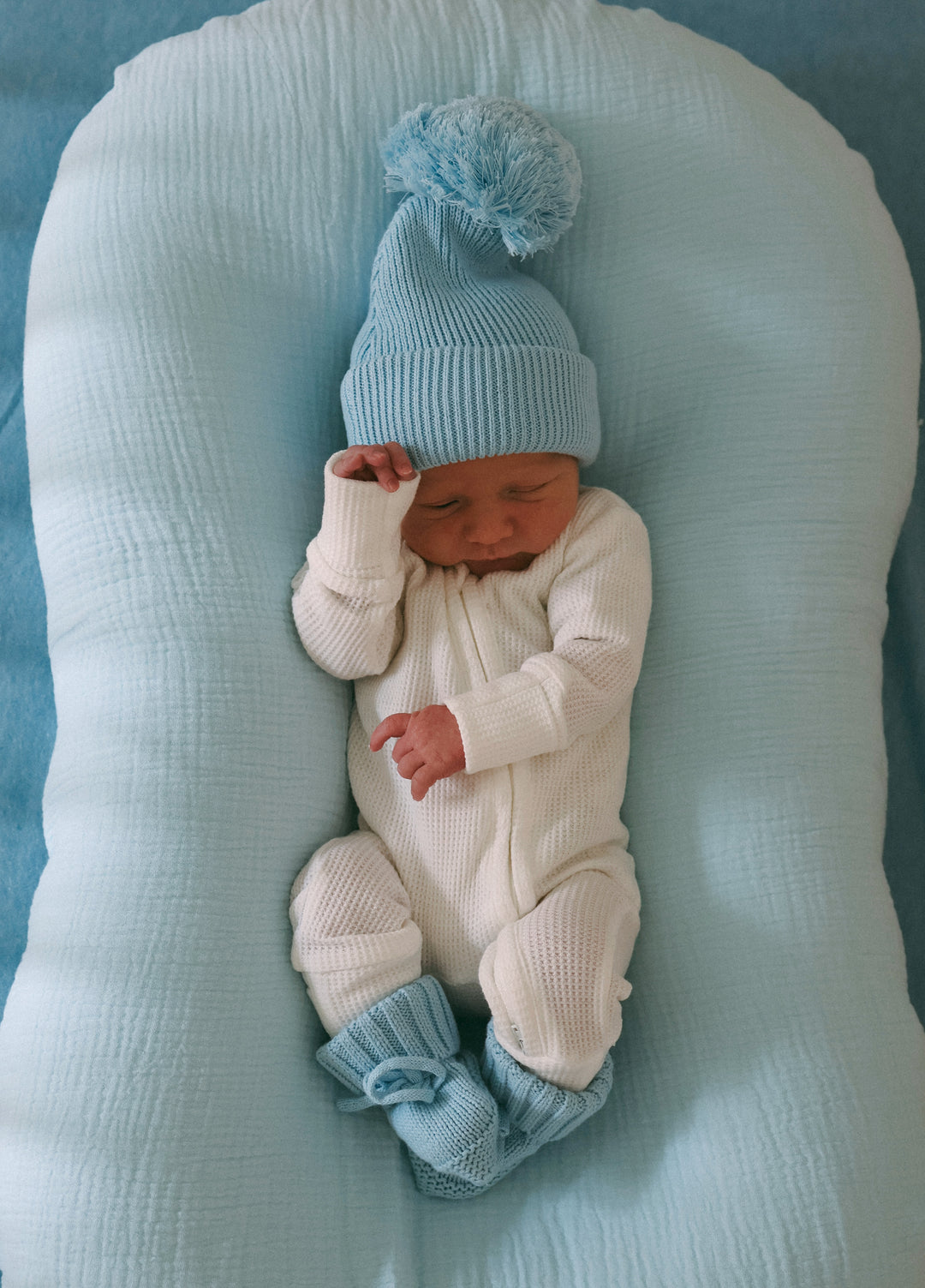 Organic Crinkle Muslin Blanket - Baby Blue