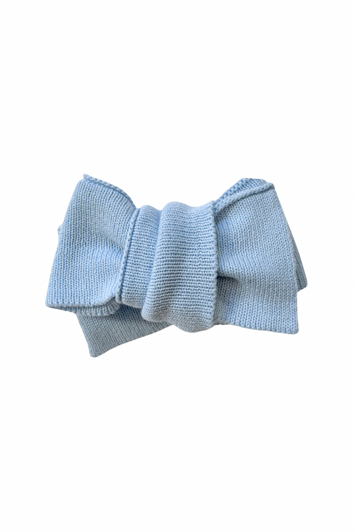 Knitted Oversized Bow - Blue