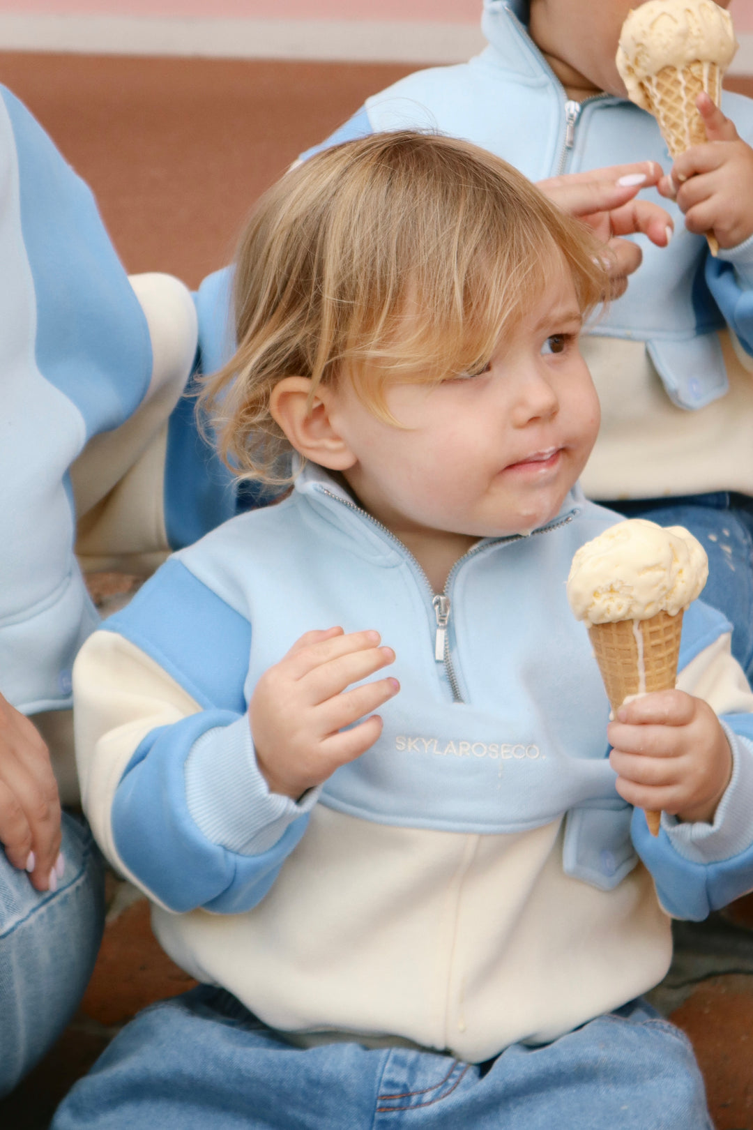 Kids Oversized Retro Pullover - Blueberry Cream: Pre-Order