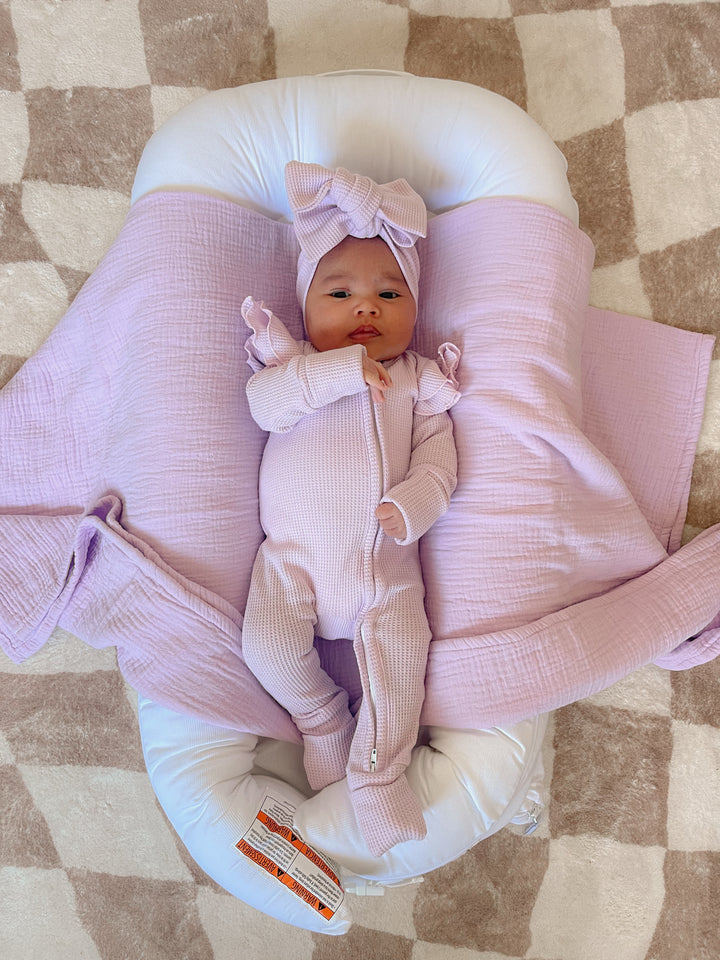 Organic Crinkle Muslin Blanket - Baby Lilac