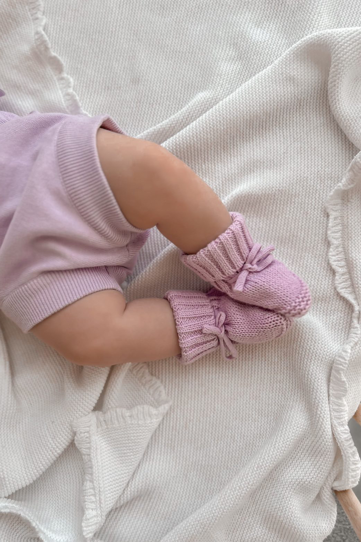 Knitted Booties - Lilac